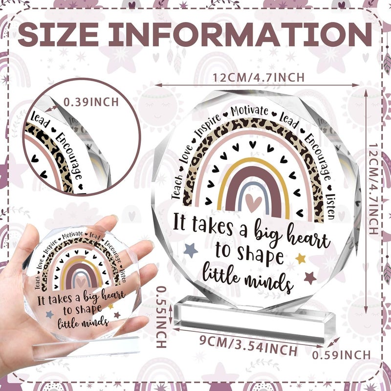 Perthlin Acrylic Teacher Appreciation Gifts for Women Teacher Christmas Gifts Thank You Teachers Gift from Student Retirement Present for Office Desk Paperweight Keepsake Decor(Nonagon Rainbow) - Image 3